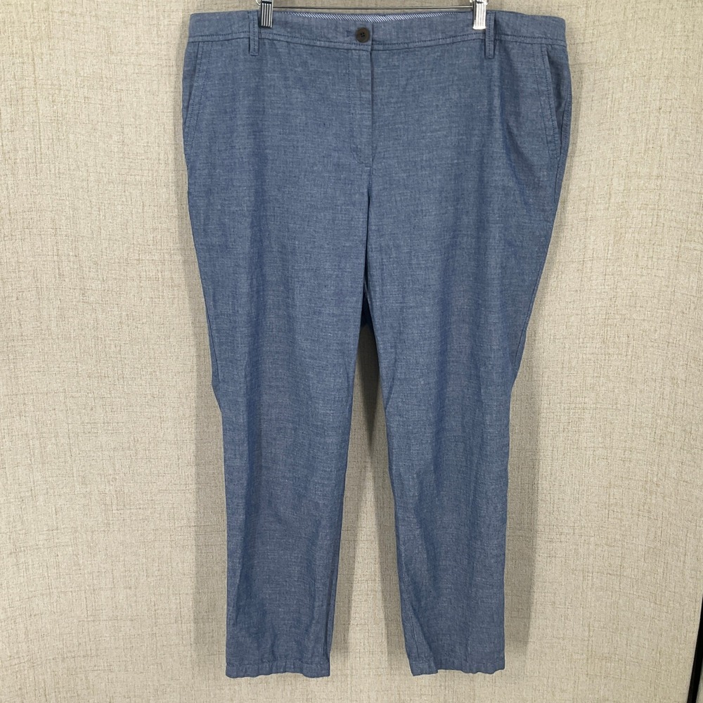Talbots‎ Girlfriend Chino Pants 18W Blue Cotton Chambray Classic Minimalist